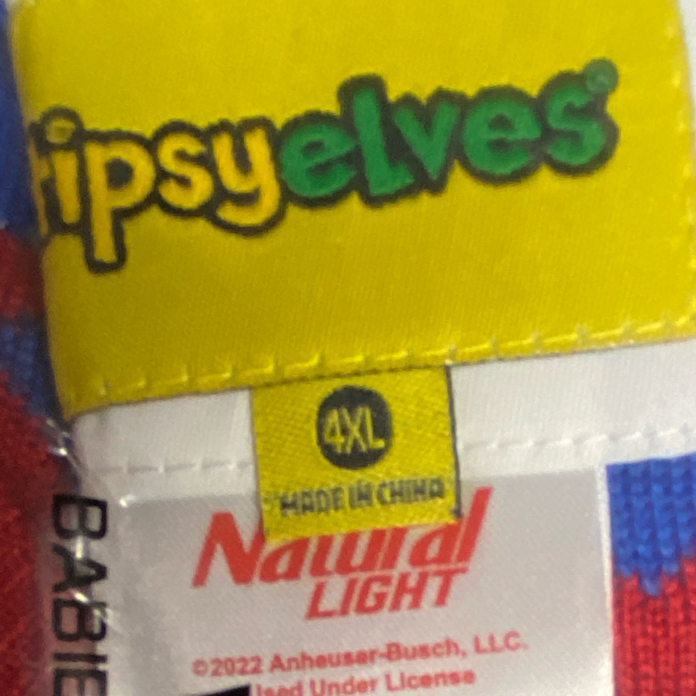 TIPSY ELVES Natural Light Beer Ugly Christmas Sweater Size 4XL - Picture 6 of 6